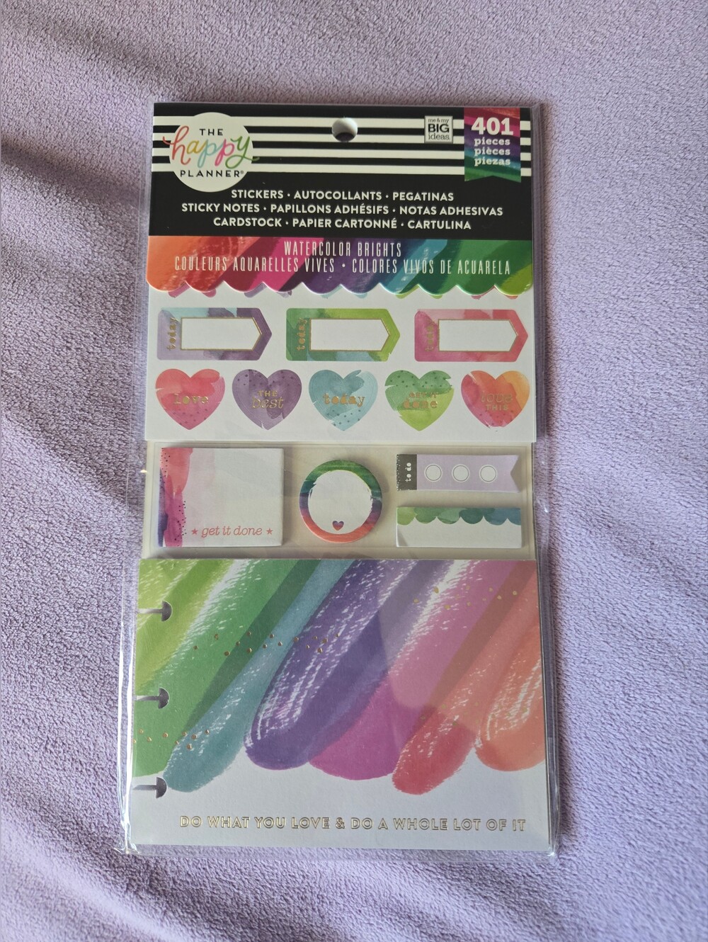 The Happy Planner Watercolor Brights Sticker & Sticky Note Set 401 Pieces New